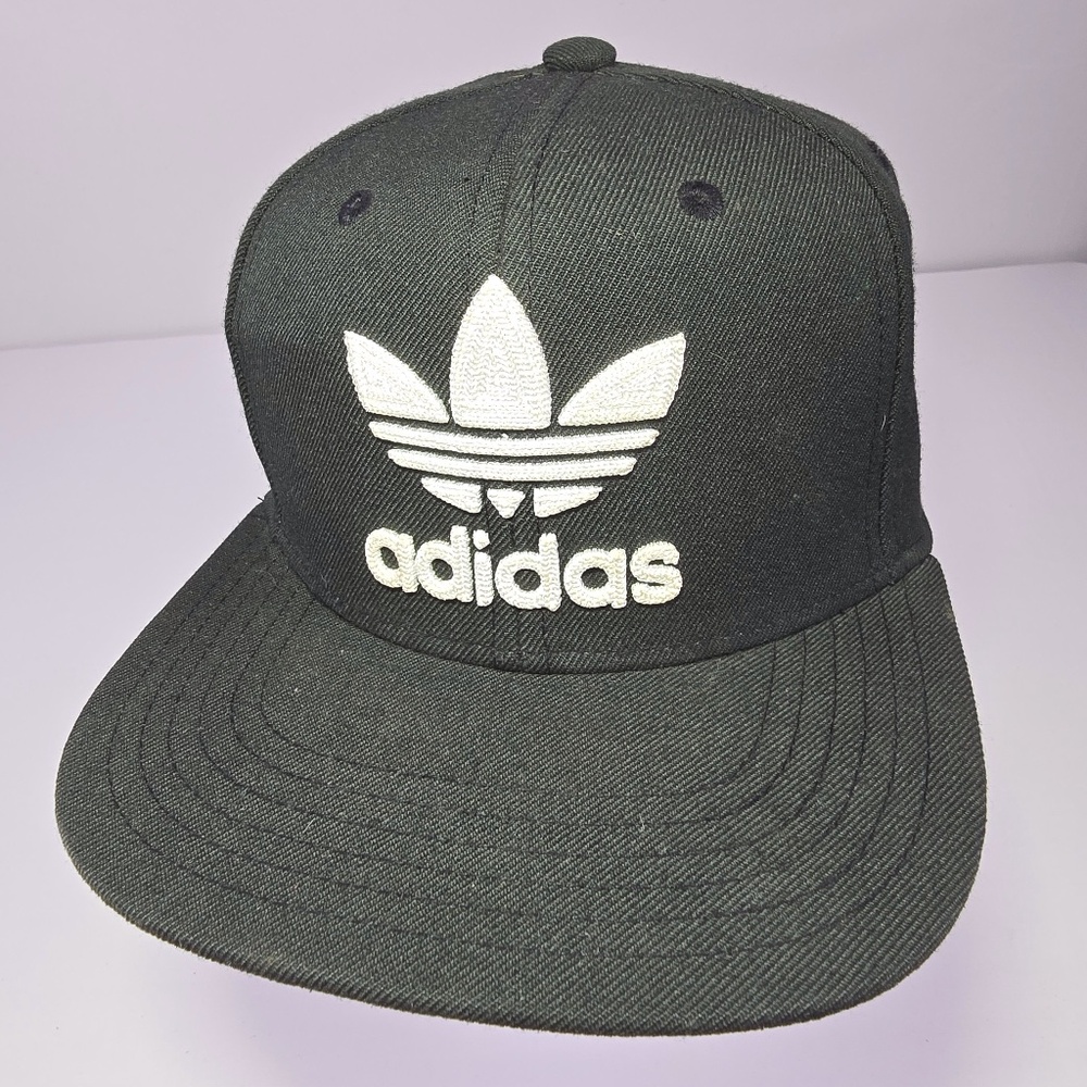 Adidas Originals Trefoil Snapback Hat Black Flat Brim Cap 08/19